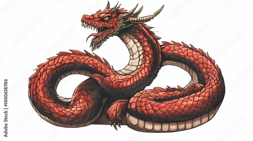 Fototapeta premium Naga clip art isolated on white background. Naga. Illustration