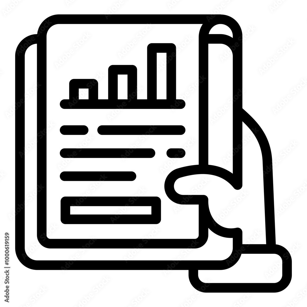 Business Growth Report Vector Line Icon Symbol Business Growth Report Vector Line Icon Symbol