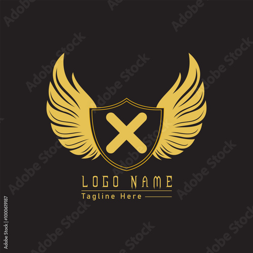 eagle shield letter logo with wings