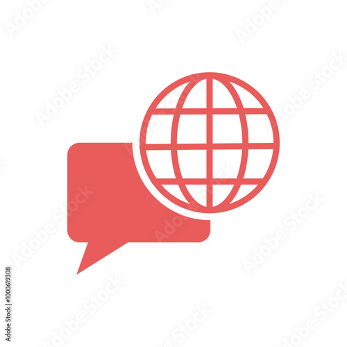 Communication concept. Speech bubble with globe icon. Chat symbol. Flat design style eps10. Design illustration element with comic design themes, browse and speech bubbles