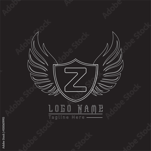 eagle shield letter logo with wings