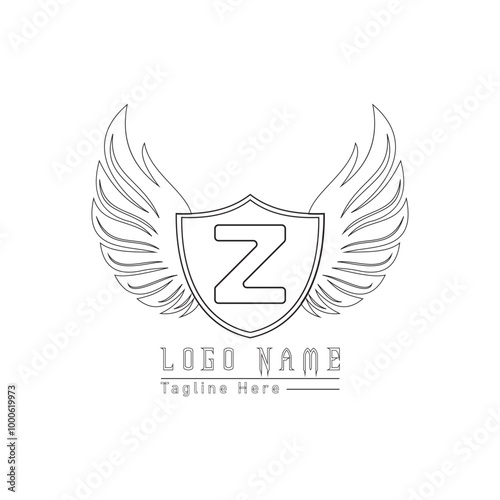 eagle shield letter logo with wings