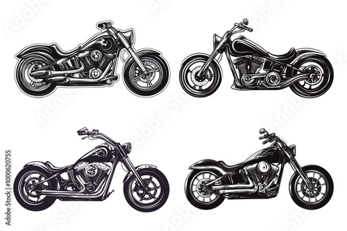 Classic motorcycle vector illustration. Motor bike for logo, biker club emblem, sticker, t shirt design print