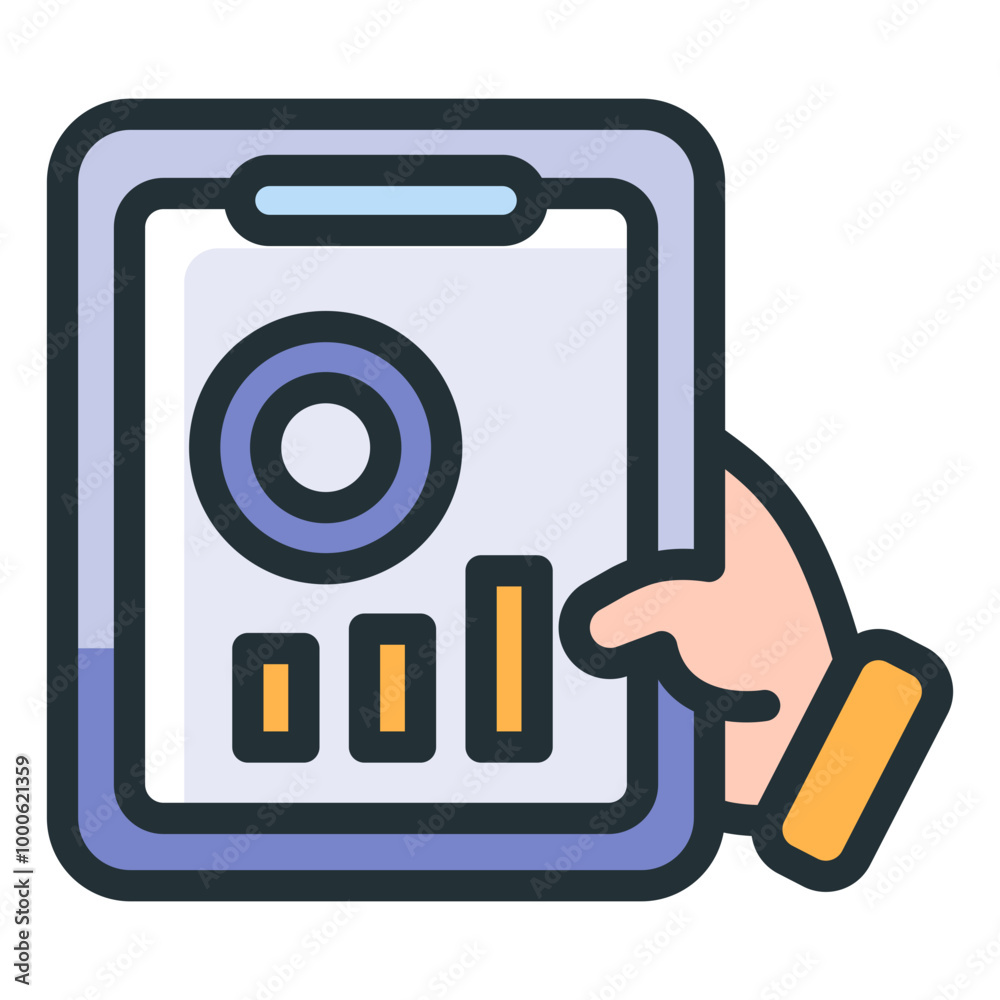 Business Analytics Report Vector Line Icon Symbol Business Analytics Report Vector Line Icon Symbol