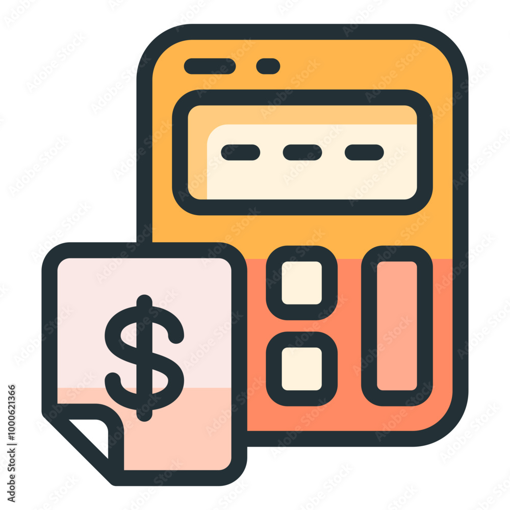 Finance Budgeting Calculator Vector Line Icon Symbol Finance Budgeting Calculator Vector Line Icon Symbol