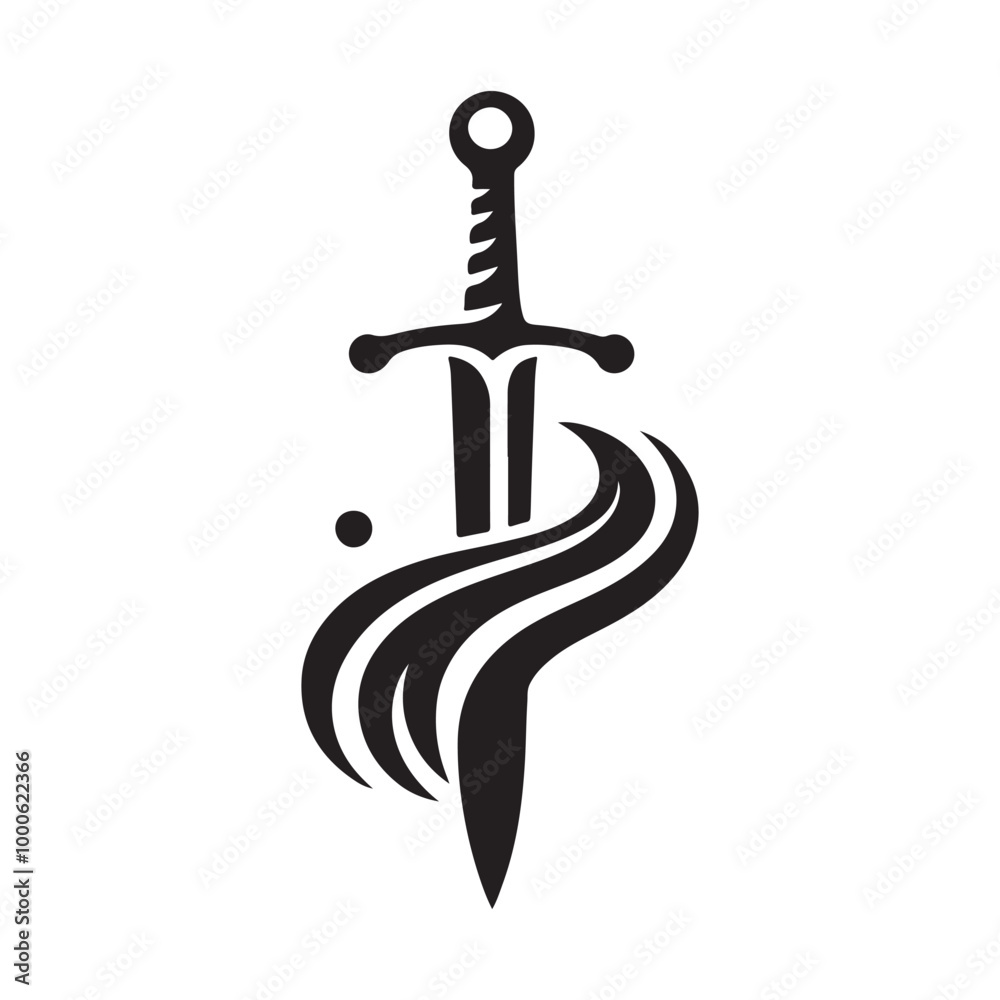 Bold Black Silhouette Medieval Swords: Fluid Icons and Flat Style Logos Isolated on a White Background – Vector Art for Artistic Creations Bold Black Silhouette Medieval Swords: Fluid Icons and Flat Style Logos Isolated on a White Background – Vector Art for Artistic Creations