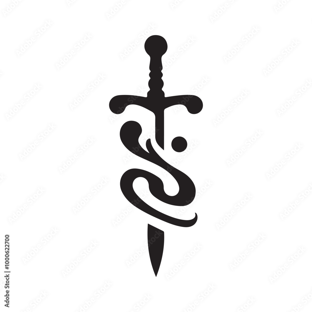 Creative Fluid Style Sword Logos: Black Silhouettes of Medieval Swords and Iconic Designs Isolated on Clean White Background – Vector Graphics Collection Creative Fluid Style Sword Logos: Black Silhouettes of Medieval Swords and Iconic Designs Isolated on Clean White Background – Vector Graphics Collection