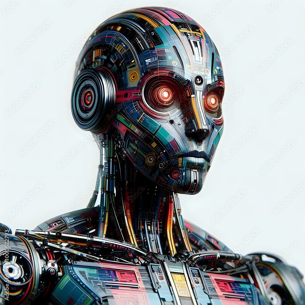 Fototapeta premium Mechanical Mind: Portrait of a Futuristic Robot