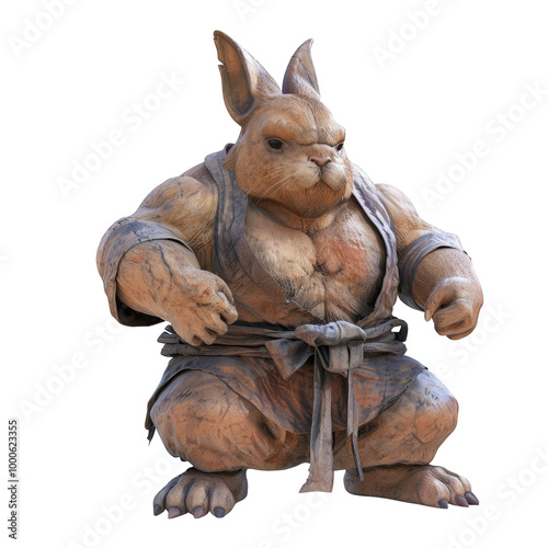 A muscular rabbit in a karate stance. photo