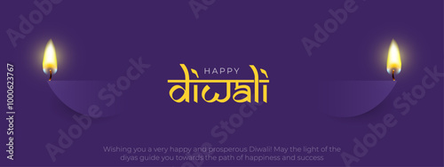 Happy Diwali Website Header and Cover Design. Shubh Deepawali Backgrund with Diya and Text Vector Illustration