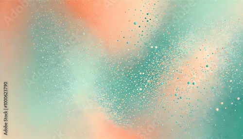 Vibrant teal and coral particle explosion abstract