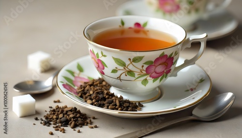  Elegant Tea Cup with Floral Design