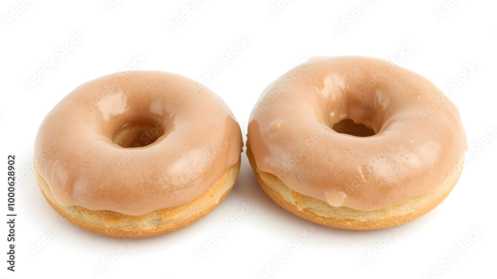 Delicious Glazed Doughnuts on White Background Delicious Glazed Doughnuts on White Background