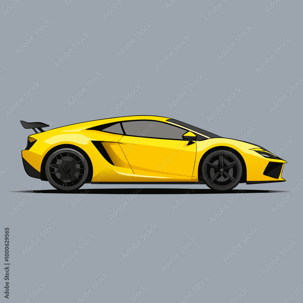 Fototapeta premium Side-profile illustration of a modern sports car with a sleek, aerodynamic design