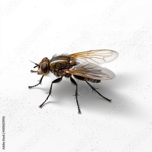 Detailed Close-up of a Horsefly on White Surface photo