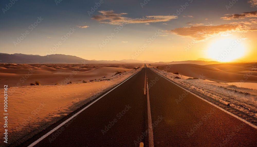 Fototapeta premium Desert road at sunset