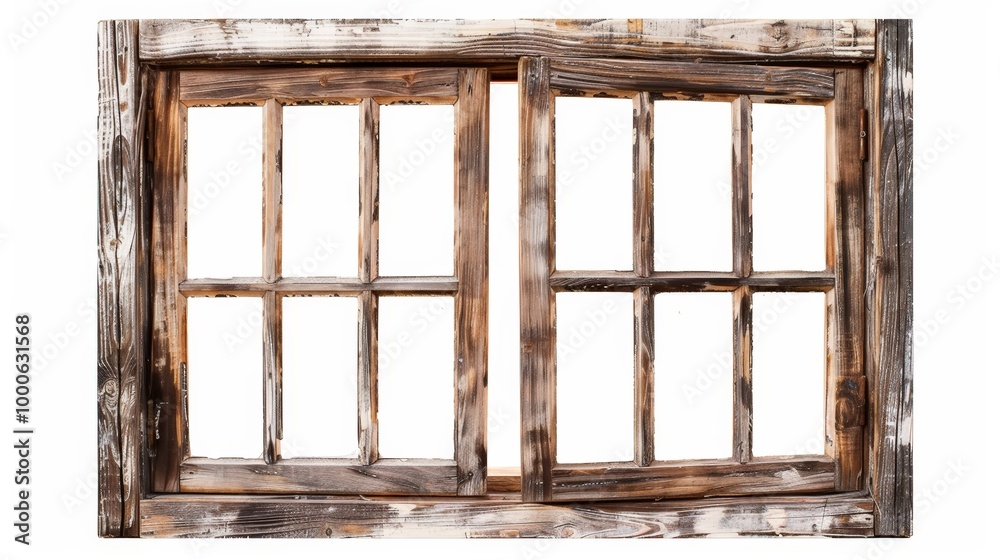 Rustic Wooden Window Frame Isolated On White Rustic Wooden Window Frame Isolated On White