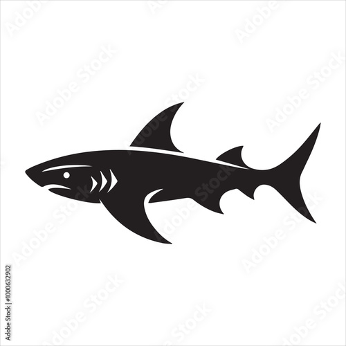 Spiny dogfish Fish Vector illustration in black and white - Fish Clipart Design