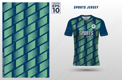 T-shirt sport jersey design template with geometric grunge pattern background. Sport uniform in front view. Tshirt mock up for sport club. Vector Illustration	