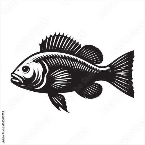 red snapper Fish Vector illustration in black and white - Fish Clipart Design

