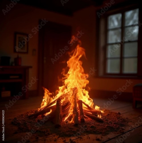 Get Ready for a Relaxing Evening. Fireplace at home for winter relaxing evening. 