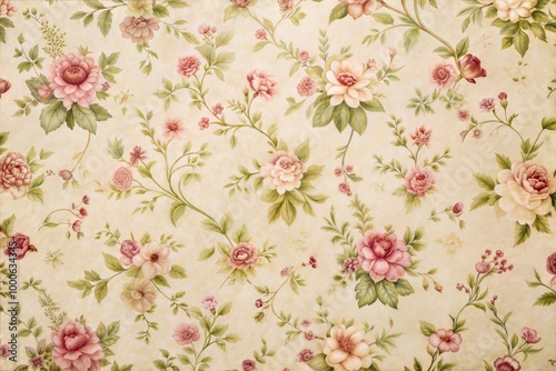 Wallpaper Mural Vintage pink roses floral pattern on light background Torontodigital.ca