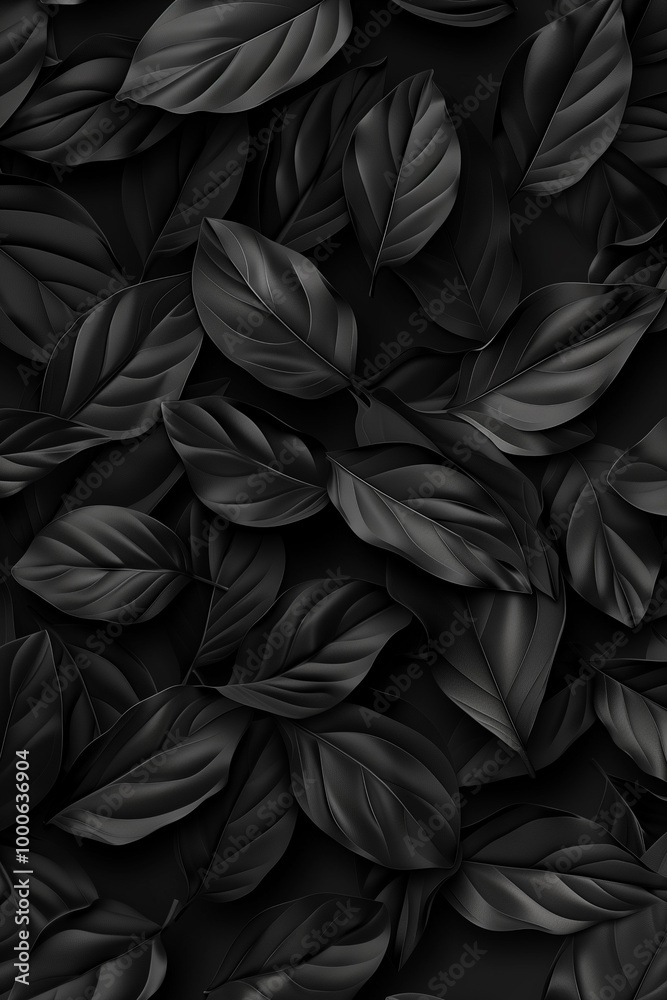 3d black plant pattern with organic leaves for nature inspired backgrounds 3d black plant pattern with organic leaves for nature inspired backgrounds