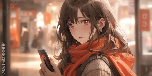 Anime Girl with Orange Scarf