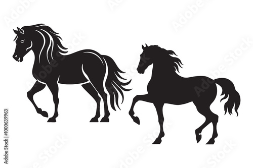 Two Horse silhouette illustration.