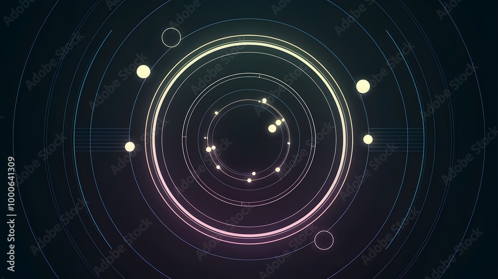 Glowing Abstract of Tech Futures Electrified Orbits. A Glowing Dance of Circular Symmetry. Glowing Abstract of Tech Futures Electrified Orbits. A Glowing Dance of Circular Symmetry.