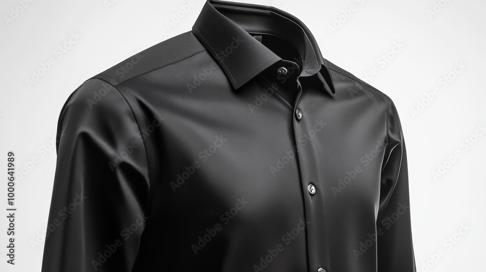 Classic Black Dress Shirt with Long Sleeves