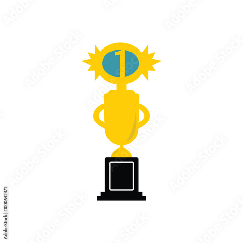 Trophy icon in flat style. Winner cup illustration. Trophy business concept. Trophy design element, symbol of victory. First place, the winner, the best. Achievement design