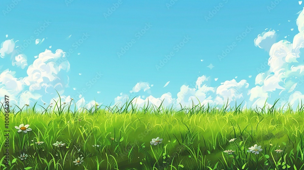 Adorable Cartoon Grassland Background: A Charming and Whimsical Scene. Delight in the Colorful and Fun Atmosphere Adorable Cartoon Grassland Background: A Charming and Whimsical Scene. Delight in the Colorful and Fun Atmosphere