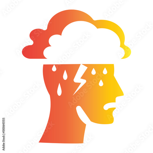 Mental Health Icon on flat gradient style. How to manage anxiety at work effectively