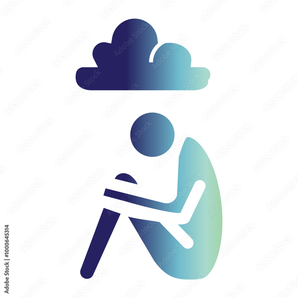 Mental Health Icon on flat gradient style. How to manage anxiety at work effectively