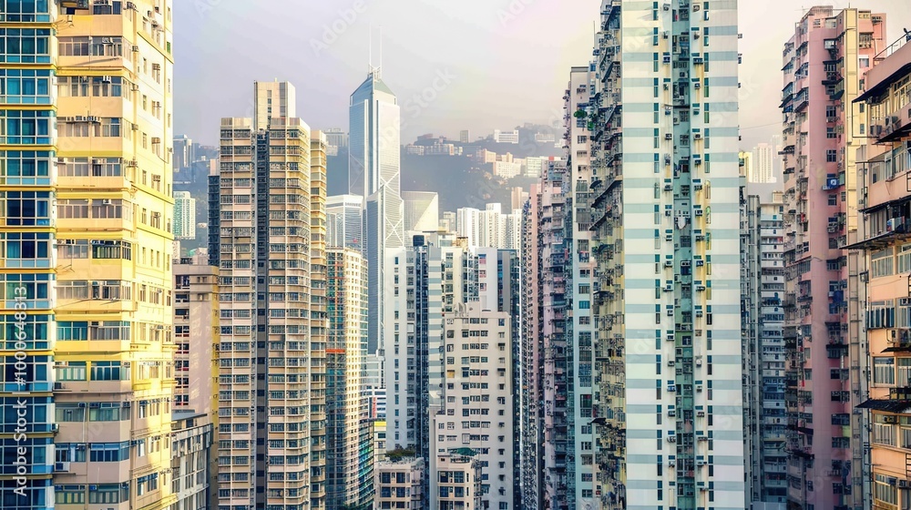 Obraz premium A high-rise cityscape showcasing the bustling financial district, representing growth, ambition,
