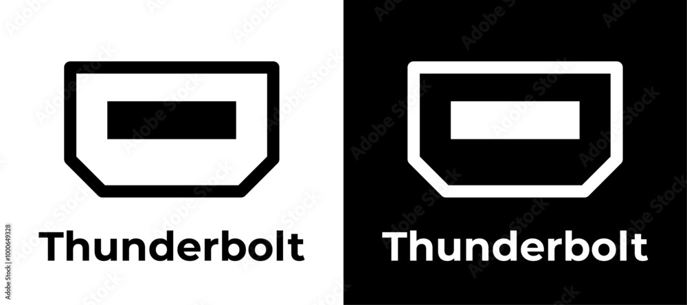 Comparison of Thunderbolt logo variations on contrasting black and white backgrounds Comparison of Thunderbolt logo variations on contrasting black and white backgrounds