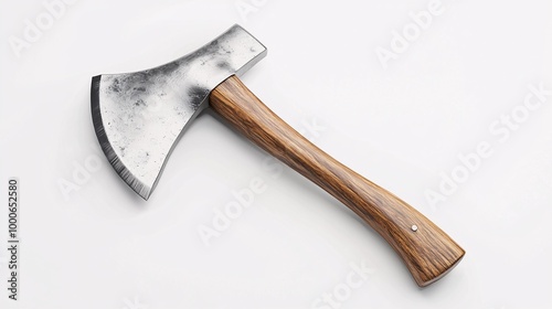 A stylish mockup featuring a lifelike wooden-handled hatchet with a polished blade, perfect for creative endeavors.