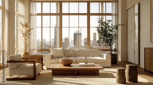 a luxurious and stylish living room in a new york city appartement