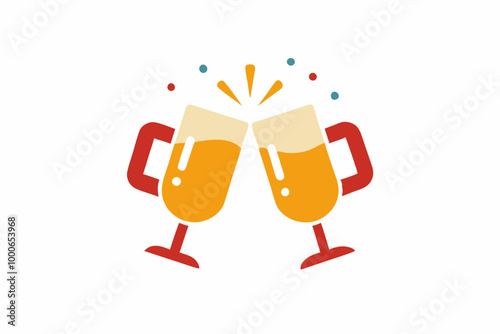 glass of champagne with christmas decoration