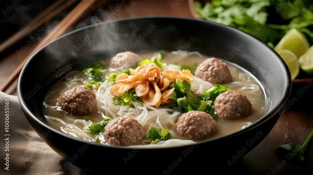 bakso, meatball soup with noodles, indonesian cuisine bakso, meatball soup with noodles, indonesian cuisine