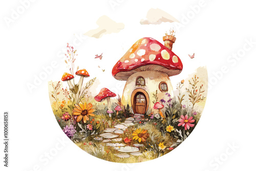 Watercolor mushroom vector