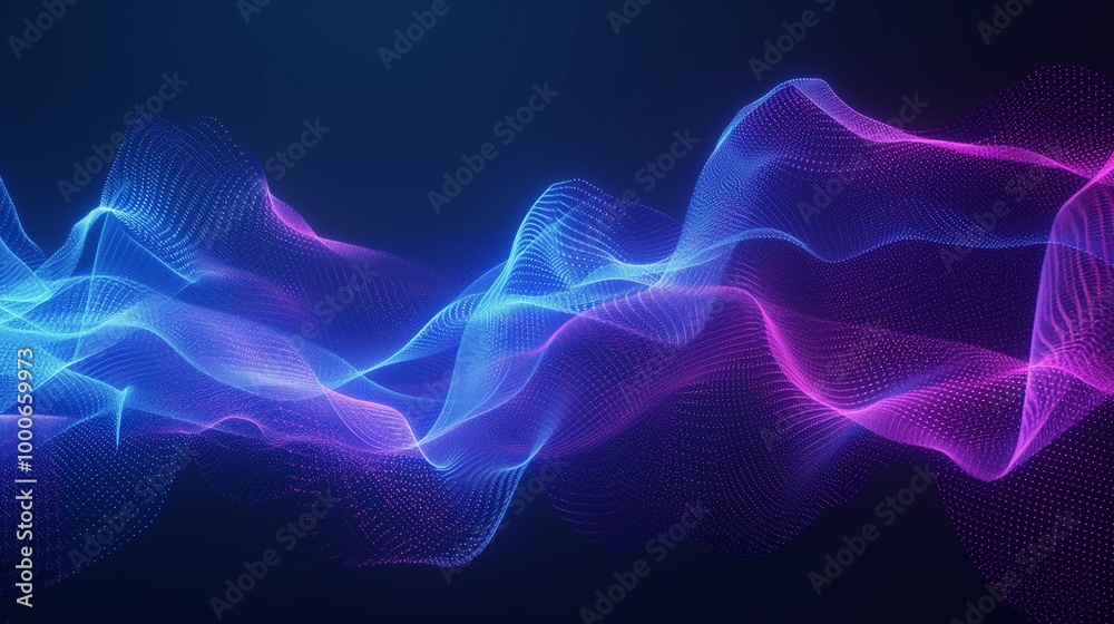 A vibrant, abstract wave pattern of blue and pink hues against a dark background, resembling digital sound or light waves with sparkling particles. A vibrant, abstract wave pattern of blue and pink hues against a dark background, resembling digital sound or light waves with sparkling particles.