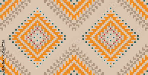 Squares Geometric Pattern Wallpaperfolk Embroidery, Aztec Geometric Ornament Print. Design for Carpet, Wallpaper, Clothing, Wrapping, Fabric