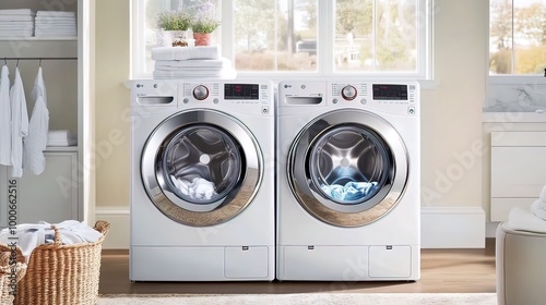 Modern Laundry Room with Two LG Washers