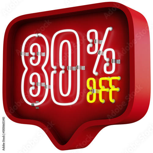 3D Red Balloon With Discount Neon Lamp Sign