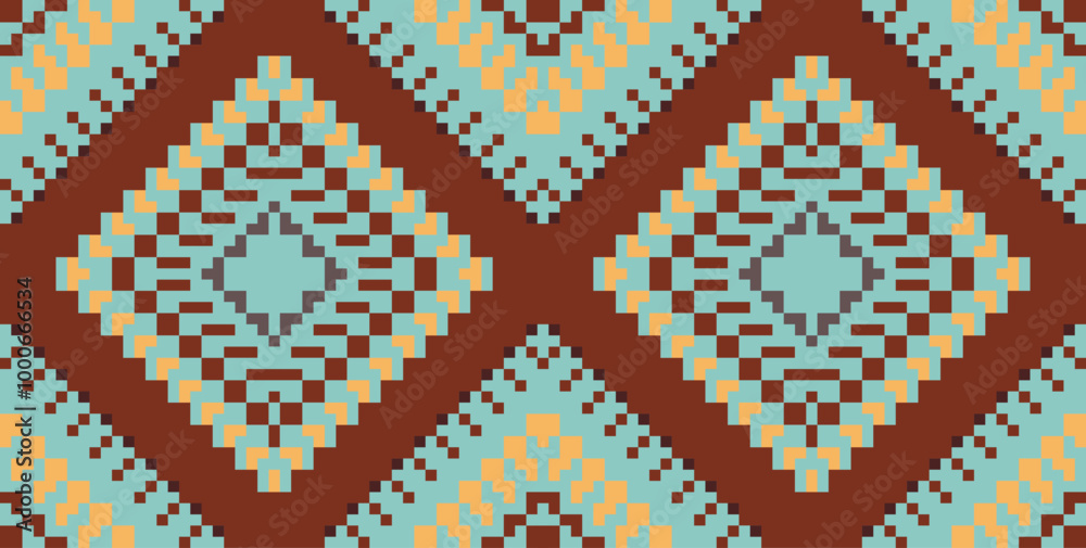 Cross Stitch Ethnic Design Pattern in the Philippinesfolk Embroidery, Aztec Geometric Ornament Print. Design for Carpet, Wallpaper, Clothing, Wrapping, Fabric Cross Stitch Ethnic Design Pattern in the Philippinesfolk Embroidery, Aztec Geometric Ornament Print. Design for Carpet, Wallpaper, Clothing, Wrapping, Fabric