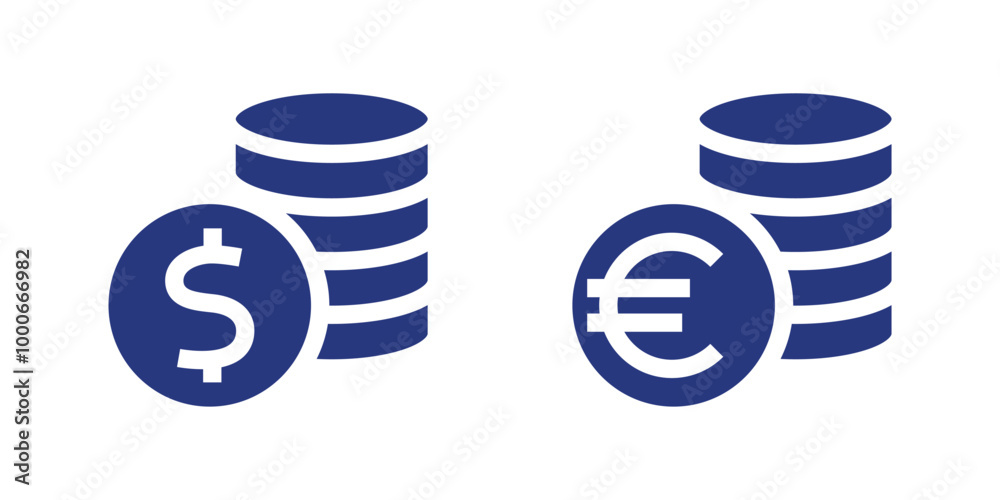 Money flat icons. Dollar and euro money icons.Vector illustration Money flat icons. Dollar and euro money icons.Vector illustration