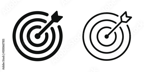 Target stroke and solid web icon set.Vector illustration