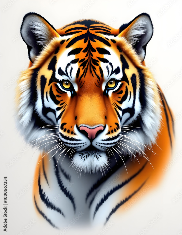 Fototapeta premium Realistic tiger drawing with detailed fur and stripes
